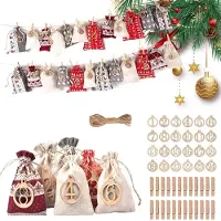 Dripio 24er Adventskalender-Beutel aus Jute, 3 Farben, mit Clips & Zahlen