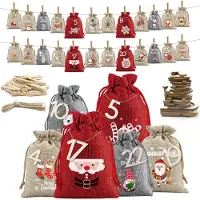 Dripio Adventskalender zum Befüllen, 24 Beutel, 2 Größen, DIY, mit Holzkarten