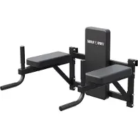 Gorilla Sports Sprossenwand mit Zubehör, 4-in-1 Kraftstation: Klimmzugstange, Dip Barren, Hantelbank mit J-Hooks, bis 200 kg je Gerät, Stahl Schwarz