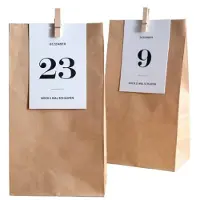 Dripio Adventskalender zum Befüllen, 24 Tüten, Kraftpapier, DIY, braun-weiß