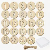 Dripio 24 Holz-Zahlen für Adventskalender, ø 4 cm, rund, 1–24