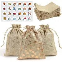 Dripio Adventskalender 24er Set Jutesäckchen mit Kordelzug Gold 10x15 cm