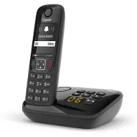 Gigaset AS690A, Analoges/DECT-Telefon, Kabelloses Mobilteil, Freisprecheinrichtung, 100 Eintragungen, Anrufer-Identifikation, Schwarz