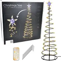 Koopman International LED-Weihnachtsbaum mit Wasserfall-Effekt, 210 cm, 756 LEDs, 15 Funktionen, Timer, schwarzer Rahmen