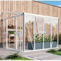 Pergart Vitavia, Anlehn-Gewächshaus "Helena 7000", weiß, 7,0 m², 3 mm ESG, 10 mm HKP