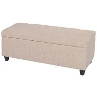 Generique Aufbewahrungs-Truhe Kriens, Sitzbank Bank, Stoff/Textil, 45x114x45cm FSC-zertifiziert ~ beige