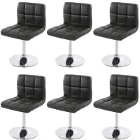 Mendler 6er-Set Esszimmerstuhl Drehstuhl Stuhl Kavala Kunstleder Chrom schwarz