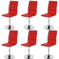 Mendler 6er-Set Esszimmerstuhl HWC-C41, Stuhl Küchenstuhl, höhenverstellbar drehbar, Kunstleder - rot