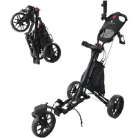 Selius Faltbarer Golf-Trolley – Schwarz – Aluminiumrahmen – Leichtgewicht – Tragbarer Golfwagen