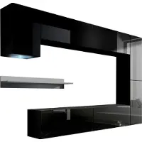 Furnitech Wohnwand Wohnzimmer - Wohnzimmer Möbel mit LED RGB - 16 Farben - Hängend Wohnwand Modern - Regale und TV Schrank (Future C6/HG/B1 1A)