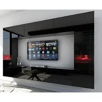 Furnitech Wohnwand Wohnzimmer - Wohnzimmer Möbel mit LED Blau - Wohnzimmer Schrankwand(Future C29/HG/B1 1B)