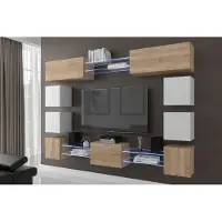 Furnitech Wohnwand Wohnzimmer - Hängend Wohnwand Modern - Regale und TV Schrank - Wohnzimmer Möbel ohne LED (Future C80N-21SW-M-50)