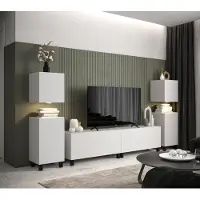 Furnitech Wohnwand Wohnzimmer - Hängend Wohnwand Modern - Regale und TV Schrank - Wohnzimmer Möbel ohne LED (AN106-21W-M2-1A)