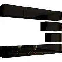 Furnitech Wohnwand Wohnzimmer - Hängend Wohnwand Modern - Regale und TV Schrank - Wohnzimmer Möbel ohne LED (Future C16/HG/B/1 1A - 249 cm)