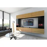 Furnitech Wohnwand Wohnzimmer - Hängend Wohnwand Modern - Regale und TV Schrank - Wohnzimmer Möbel ohne LED (Future C29-HGM-BD-47 1B)