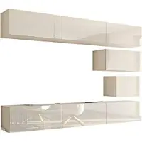 Furnitech Wohnwand Wohnzimmer - Hängend Wohnwand Modern - Regale und TV Schrank - Wohnzimmer Möbel ohne LED (Future C16/HG/W/4 1A - 249 cm)