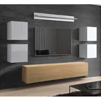 Furnitech Wohnwand Wohnzimmer | Hängend Wohnwand Modern | Wohnzimmer Schrankwand mit Regale und TV Schrank | Wohnzimmer Möbel ohne LED (Future C41/HGM/WD48 1C)