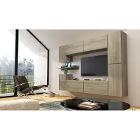 Furnitech Wohnwand Wohnzimmer - Wohnzimmer Möbel mit LED Weiß - Hängend Wohnwand Modern - Regale und TV Schrank (Future C13/M/S3 1A)