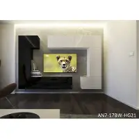 Furnitech Colmar Modernes Wohnzimmer Wohnwände Wohnschränke Schrankwand Schwarz Weiß Hochglänzend AN 7 (Möbel ohne LED, AN7-17BW-HG21 1A)