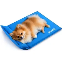 Pecute Kühlmatte mit Kissen Katze Hund XL Grau Blau 50 x 65 cm selbstkühlend