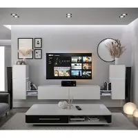 Furnitech Wohnwand Wohnzimmer - Hängend Wohnwand Modern - Regale und TV Schrank - Wohnzimmer Möbel ohne LED (AN104-21W-M3-1C)