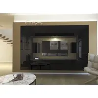 Furnitech Wohnwand Wohnzimmer - Wohnzimmer Möbel mit LED RGB - 16 Farben - Hängend Wohnwand Modern - Regale und TV Schrank (Monaco AN4-17B-HG20 1A)