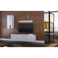 Furnitech Wohnwand Wohnzimmer - Wohnzimmer Möbel mit LED Blau - Hängend Wohnwand Modern - Regale und TV Schrank (Mery AN271-17W-HG21 1A Klein)