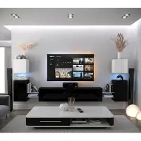 Furnitech Wohnwand Wohnzimmer - Hängend Wohnwand Modern - Regale und TV Schrank - Wohnzimmer Möbel ohne LED (AN105-21WB-HG4 1A)