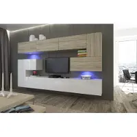 Furnitech Wohnwand Wohnzimmer - Hängend Wohnwand Modern - Regale und TV Schrank - Wohnzimmer Möbel ohne LED (Albania AN3-17WS-HGM33 1A)