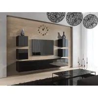 Furnitech Wohnwand Wohnzimmer | Hängend Wohnwand Modern | Wohnzimmer Schrankwand mit Regale und TV Schrank | Wohnzimmer Möbel ohne LED (Future C35/HG/B1 1M)