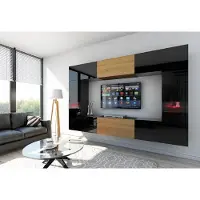 Furnitech Wohnwand Wohnzimmer - Hängend Wohnwand Modern - Regale und TV Schrank - Wohnzimmer Möbel ohne LED (Future C29-HGM-BD-48 1A)