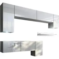 Furnitech Wohnwand Wohnzimmer - Hängend Wohnwand Modern - Regale und TV Schrank - Wohnzimmer Möbel ohne LED (Future C5/HG/W2 1A)