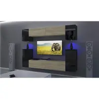 Furnitech Wohnwand Wohnzimmer - Hängend Wohnwand Modern - Wohnzimmer Schrankwand mit Regale und TV Schrank - Wohnzimmer Möbel ohne LED (AN43-17SB-HGM41 1A)