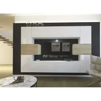 Furnitech Wohnwand Wohnzimmer - Hängend Wohnwand Modern - Regale und TV Schrank - Wohnzimmer Möbel ohne LED (Monaco AN4-17WS-HGM31 1B)