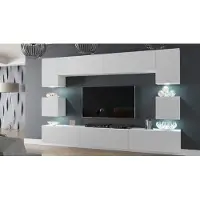 Furnitech Wohnwand Wohnzimmer | Weiß Matt | Möbel ohne LED | Schrankwand mit Regale und TV Schrank - AN1