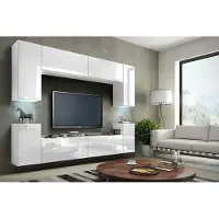 Furnitech Wohnwand Wohnzimmer - Hängend Wohnwand Modern - Wohnzimmer Schrankwand (Future C1/HG/W/2 1B)
