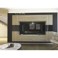 Furnitech Wohnwand Wohnzimmer - Wohnzimmer Möbel mit LED Blau - Hängend Wohnwand Modern - Wohnzimmer Schrankwand mit Regale und TV Schrank (Monaco AN4-17SB-HGM40 1A)