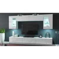 Furnitech Wohnwand Wohnzimmer - Hängend Wohnwand Modern - Regale und TV Schrank - Wohnzimmer Möbel ohne LED (S55-HG-W2 ohne Füße)