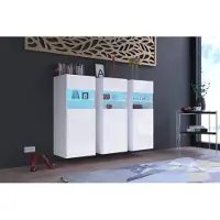 Furnitech K3 Modernes Wohnzimmer, Kommode, Schrank, Sideboard, Schlafzimmer, Esszimmer, Wohnzimmermöbel (LED blau, K3-HG-W2)
