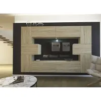 Furnitech Wohnwand Wohnzimmer - Wohnzimmer Möbel mit LED Blau - Hängend Wohnwand Modern - Regale und TV Schrank (Monaco AN4-17S-M9 1B)