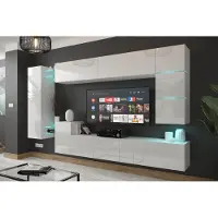 Furnitech Wohnwand Wohnzimmer - Hängend Wohnwand Modern - Regale und TV Schrank - Wohnzimmer Möbel ohne LED (AN90NEW-21W-HG2)