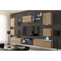 Furnitech Wohnwand Wohnzimmer - Hängend Wohnwand Modern - Wohnzimmer Schrankwand (Nowara AN1-17S-M3-1A-NEW)