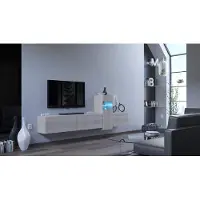 Furnitech Wohnwand Wohnzimmer - Hängend Wohnwand Modern - Regale und TV Schrank - Wohnzimmer Möbel ohne LED (Vector AN61-M-S-4 1A)