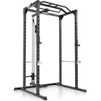 Selius Krachtstation – Power Rack – mit Latzug – Tragfähigkeit: 200 kg – Stahl – für den Heimgebrauch