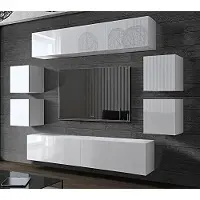 Furnitech Wohnwand Wohnzimmer | Hängend Wohnwand Modern | Wohnzimmer Schrankwand mit Regale und TV Schrank | Wohnzimmer Möbel ohne LED (Future C42/HG/W/2 1C)