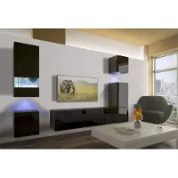 Furnitech Wohnwand Wohnzimmer - Hängend Wohnwand Modern - Wohnzimmer Schrankwand mit Regale und TV Schrank - Wohnzimmer Möbel ohne LED (AN19-18B-HG1 1A)