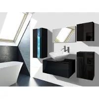 Furnitech ALIUS 35 Badezimmer Bademöbel Badeschränke Spiegel Set (LED blau, A35/HG/B/1)
