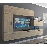 Furnitech Wohnwand Wohnzimmer | Hängend Wohnwand Modern | Wohnzimmer Schrankwand mit Regale und TV Schrank | Wohnzimmer Möbel ohne LED (Future C10/M/S/28 1A)
