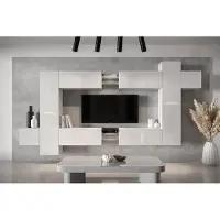Furnitech Wohnwand Wohnzimmer - Wohnzimmer Schrankwand (AN91NEW-21W-HG2)