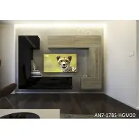 Furnitech Colmar Modernes Wohnzimmer Wohnwände Wohnschränke Schrankwand Schwarz Weiß Hochglänzend AN 7 (LED weiß, AN7-17BS-HGM30 1A)